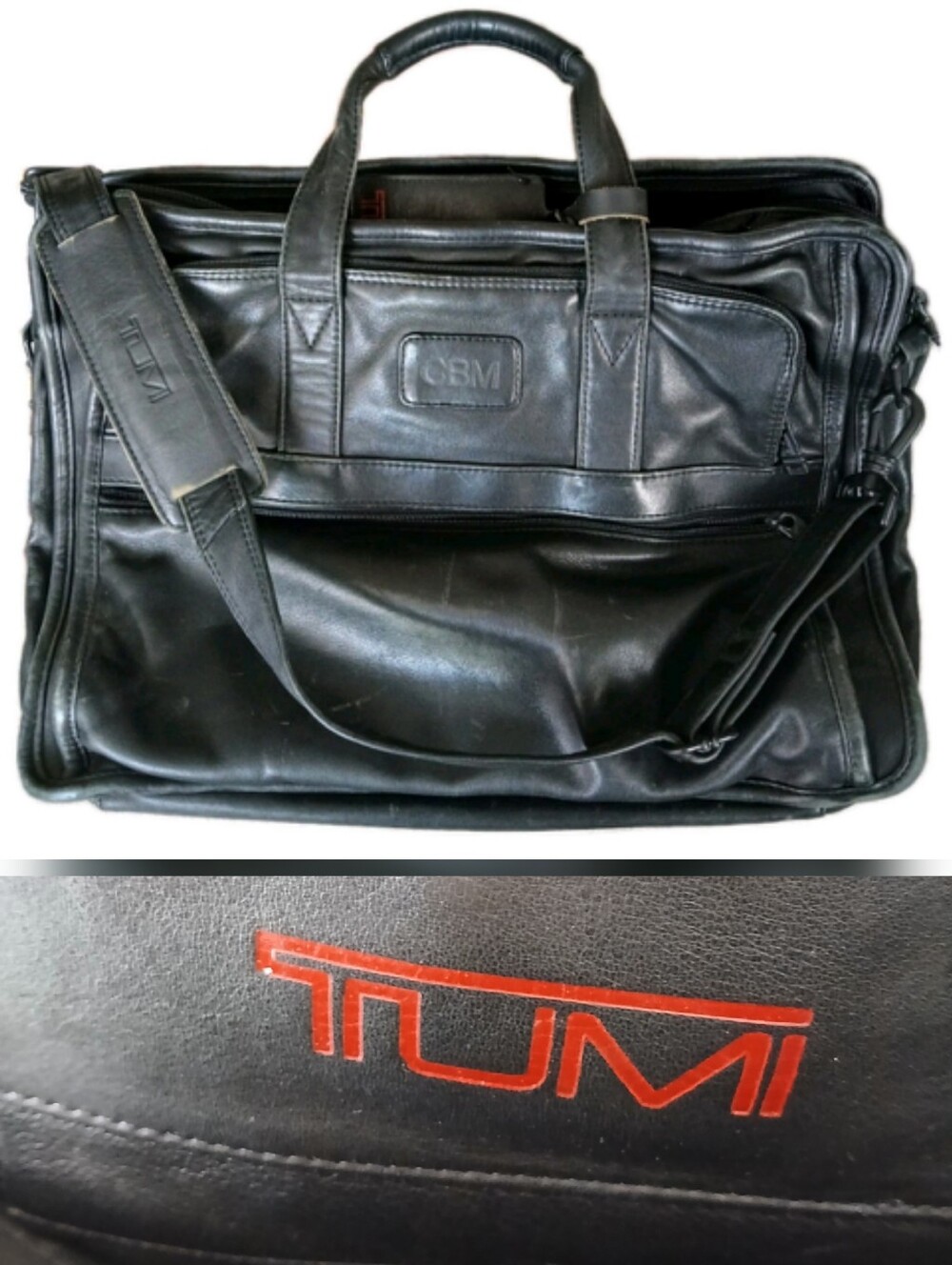 Vintage TUMI Black Leather Classic Briefcase Travel Attache Laptop Business Bag